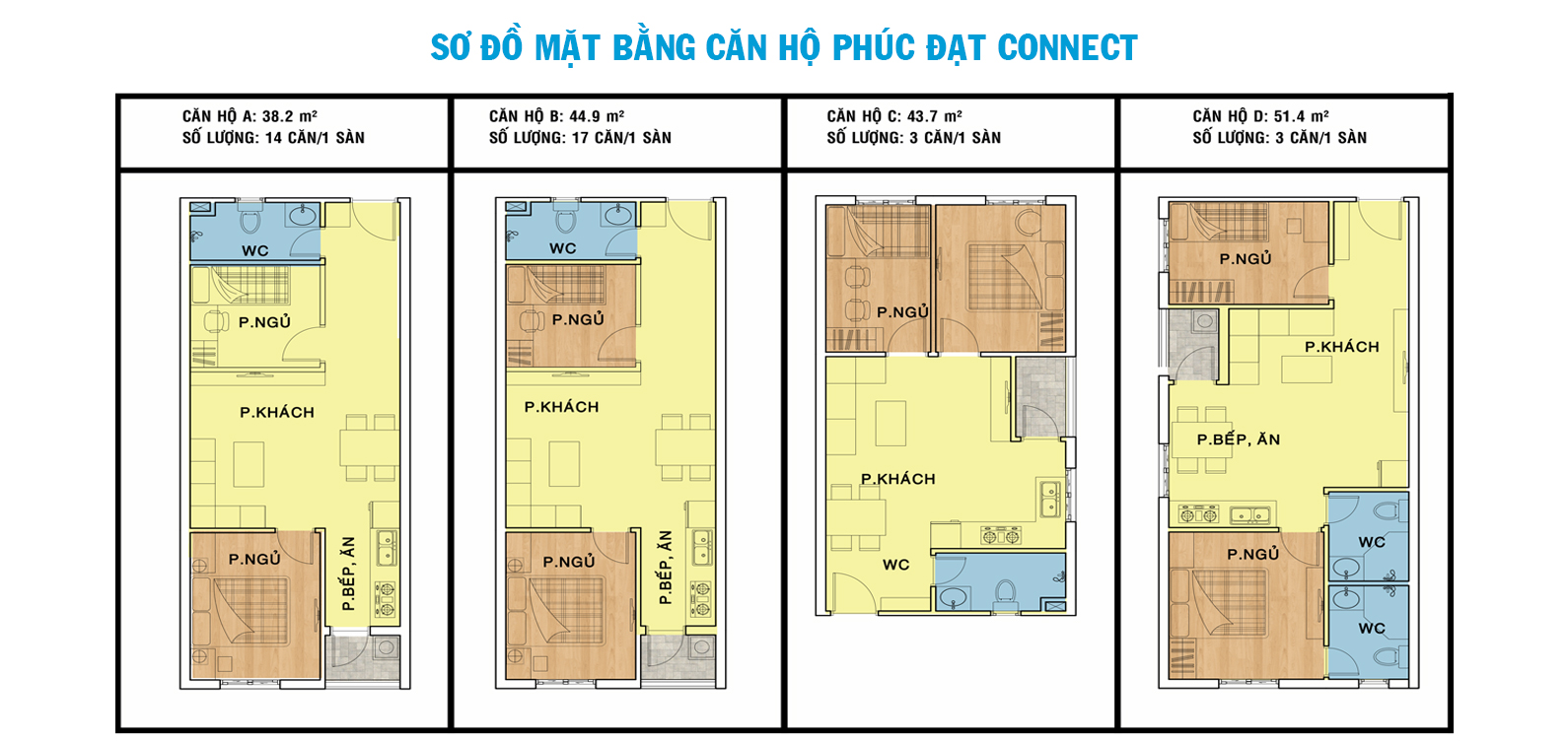 Mặt bằng căn hộ Phúc Đạt Connect